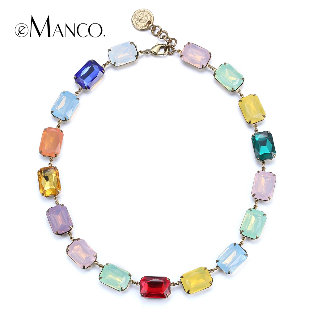 

eManco Long Crystal Necklace New Arrival Brand New Retro Fashion Statement Short Necklaces For Women NL04865