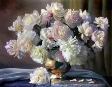 DIY diamant Ensemble de broderie Blanc Pivoine Vase Mur Art diamant broderie fleurs loisirs et artisanat décoration de la maison