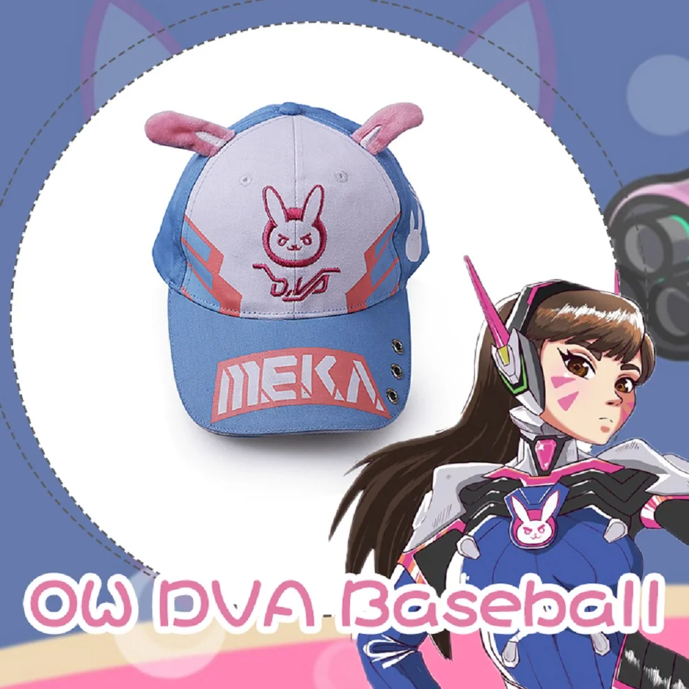 

DVA Rabbit Ear Cute Baseball Cap Women Cartoon Printed Lady Hat Japanese Comic Hot Sale D.va Casual Fashion Cap Adjustable