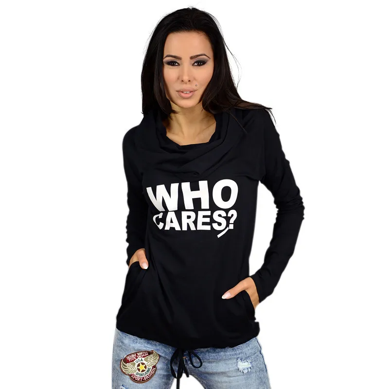 

Women Hoody Spring Autumn Female Long Sleeve Thin Casual Sweatshirts WHO CARES Letter Print Hoodies Moleton Feminine