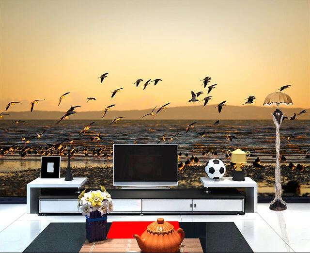 

Custom 3D photo wallpaper, sunset beach scenery mural for the living room bedroom TV background wall waterproof papel de parede