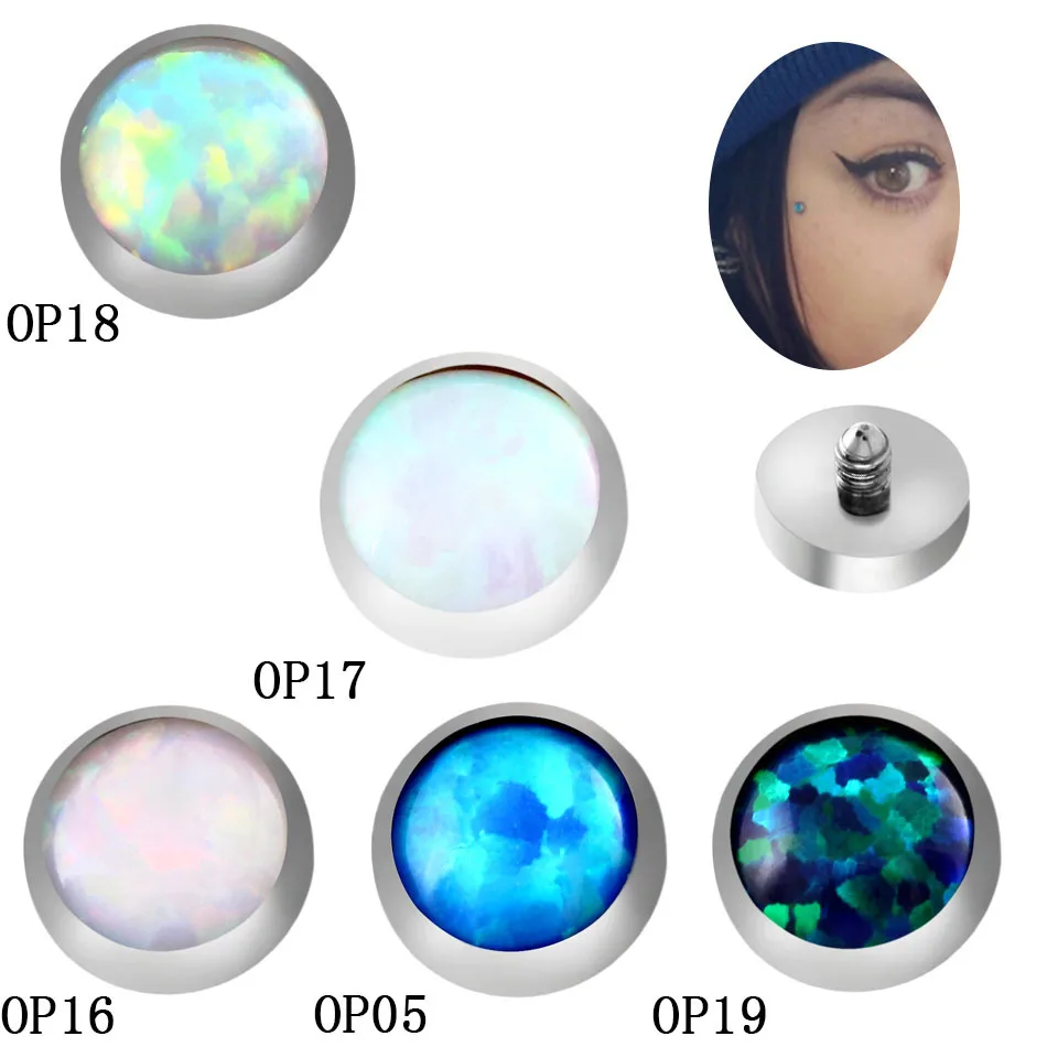 

New Arrive Grade 23 Titanium G23 Dermal Anchor Skin Diver OPAL 4mm Body Piercing Jewelry for Women Girl Prevent Allergy