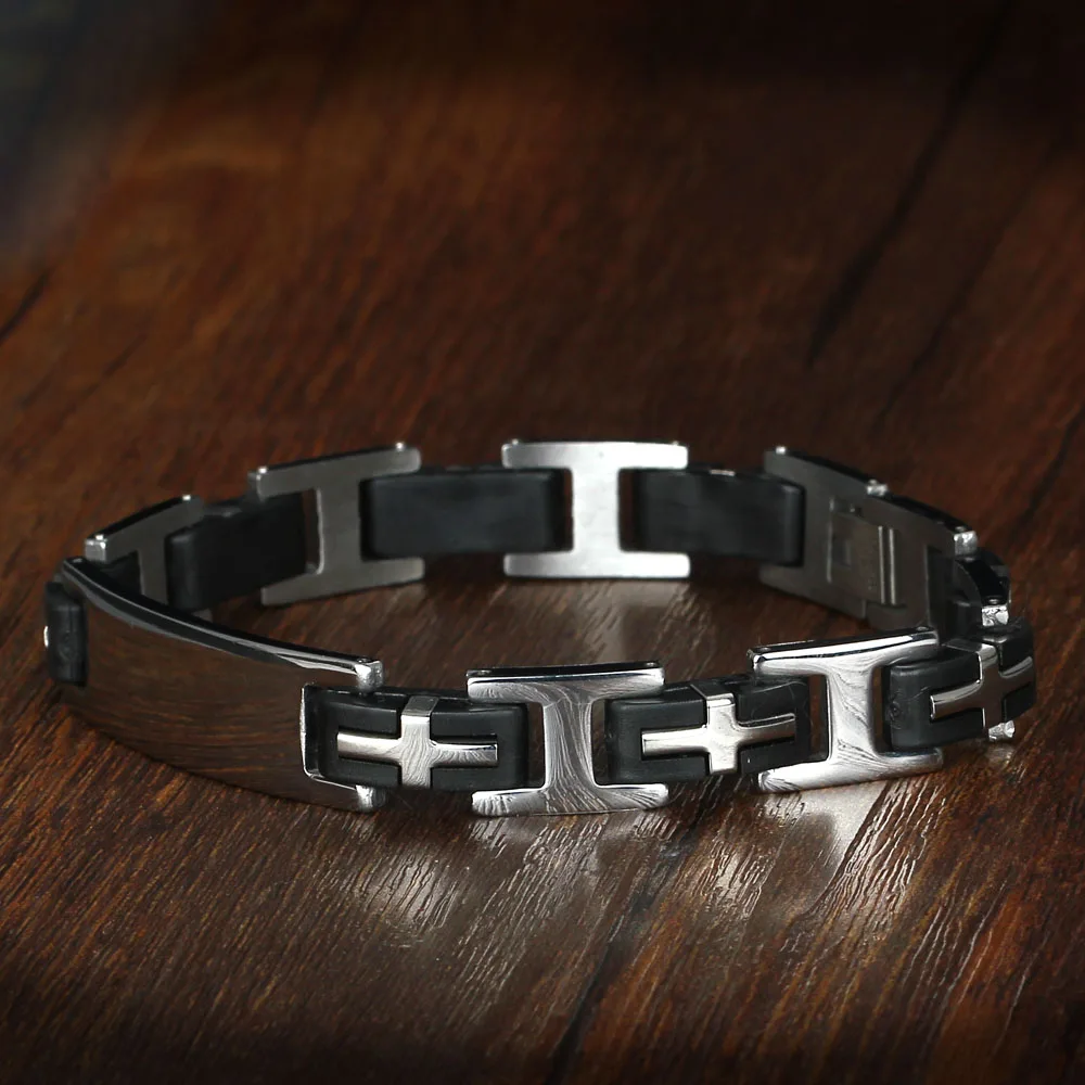 Мужской браслет из нержавеющей стали в стиле панк длина 220 мм|black men bracelet|stainless steel