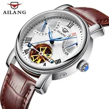 AILANG Tourbillon часы Мужские механические Спортивные наручные часы люксовый бренд натуральная кожа автоматические многофункциональные часы Relogio