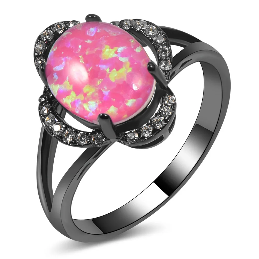 Hot Sale  Exquisite Pink Fire Opal 14KT Black Gold  Filled  