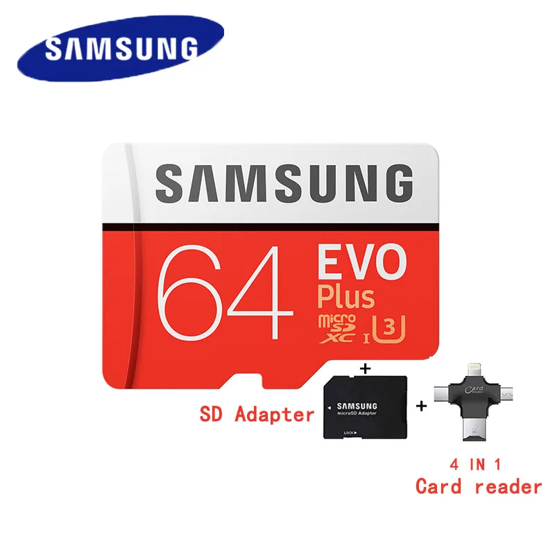 SAMSUNG карта памяти Micro SD card 64 Гб u3 карты памяти EVO Plus 64 Гб Class10 TF карты C10 80 МБ/с. MICROSDXC UHS-1