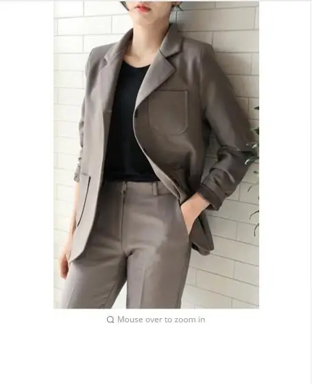Ol Automne Deux Gris Costume Petit Pièces Professionnel Femmes Et Lâche Des D'hiver Pantalon Ensemble wqUqC7F