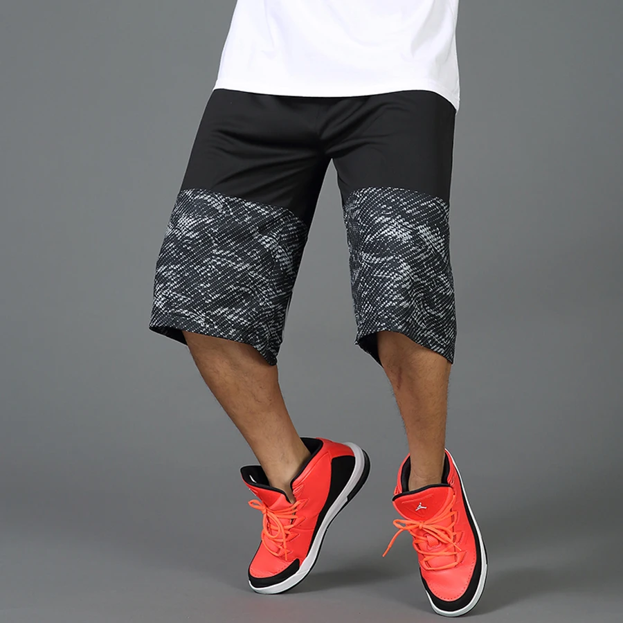 Летние спортивные шорты в стиле хип-хоп, мужские шорты для бега, Лоскутные Шорты для активного отдыха, мужские мешковатые длинные шорты, мужские тренировочные брюки бермуды 6D50