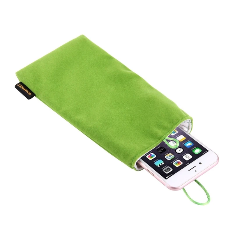 HAWEEL Для женщин Для мужчин мягкие фланелевые сумка с жемчугом и пуговицы для iPhone для samsung мобильного телефона до 5,5 дюймов Экран телефон - Цвет: Зеленый