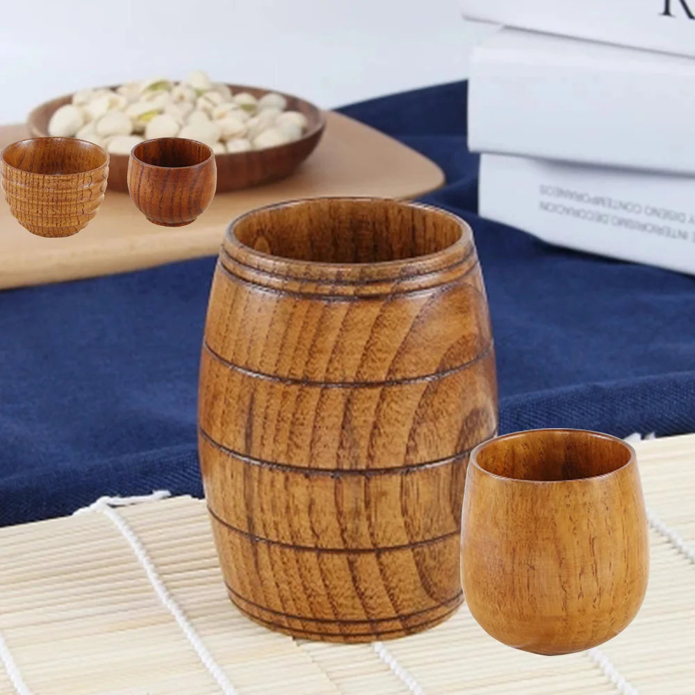 

1pc Retro Handmade Natural Wooden Cup Jujube Wood Coffee Tea Beer Wine Milk Water Cup Teacups Drinkware Gift