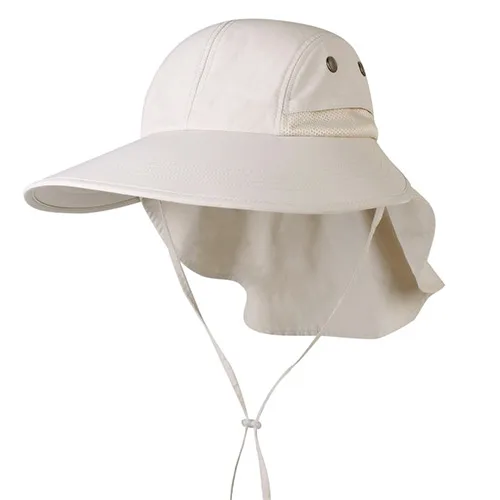 FURTALK, летние солнцезащитные шляпы для женщин, детей, с широкими полями, рыбацкая шляпа с шеей, лоскут для девочек, UPF 50+, конский хвост, шляпа для сафари - Цвет: adult beige