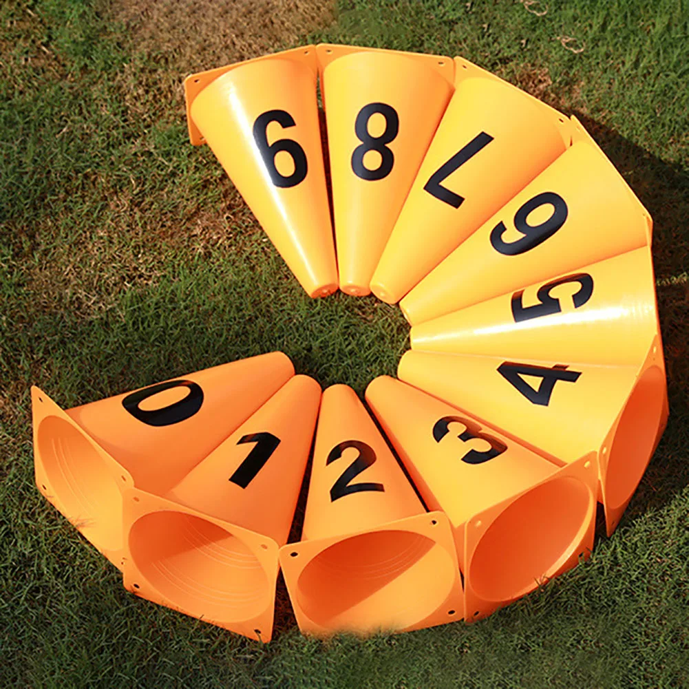 10pcs Outdoor Professional Practical Durable Sports Sign Barrel Football Training Logo Soccer Supplies Equipment Number Flexible