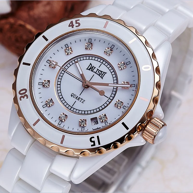 

DALISHI Brand Women Quartz Pearl Ceramic Watch Ladies Dress Watches Fashion Girl Hour Women Charm Wristwatch Relogio Feminino