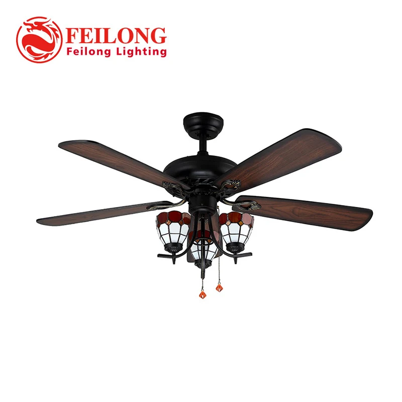 Us 109 5 27 Off Decorative Wood Blades Ceiling Fan 5218 B Red Church Glass Shades Ceiling Fan With Light Kit In Ceiling Fans From Lights Lighting