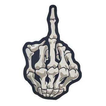 

Middle Finger Patch Biker Motorcycle Embroidered Iron On Back of Jacket Patch Black Twill Fabric Patches For Clothes Clothing