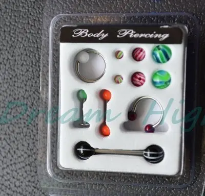 

Lip Stud Nose ring Change ball eyebrow piercing Straight Barball Tongue Ring Set Jewelry Body Piercing 316l Surgical steel