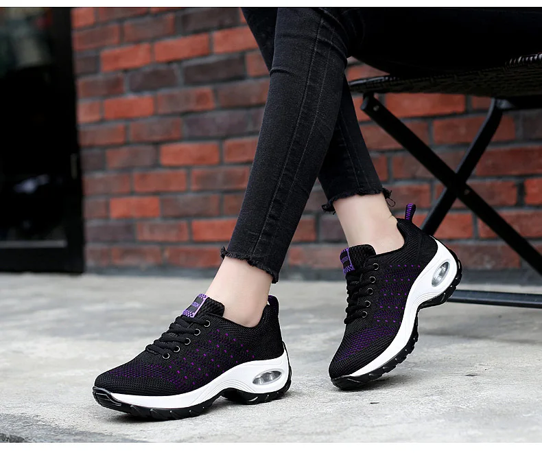 SWONCO Chunky Platform Sneakers Black Women's Casual Shoes Autumn /spring Wedge Swing Shoes Sneakers For Women Slimming