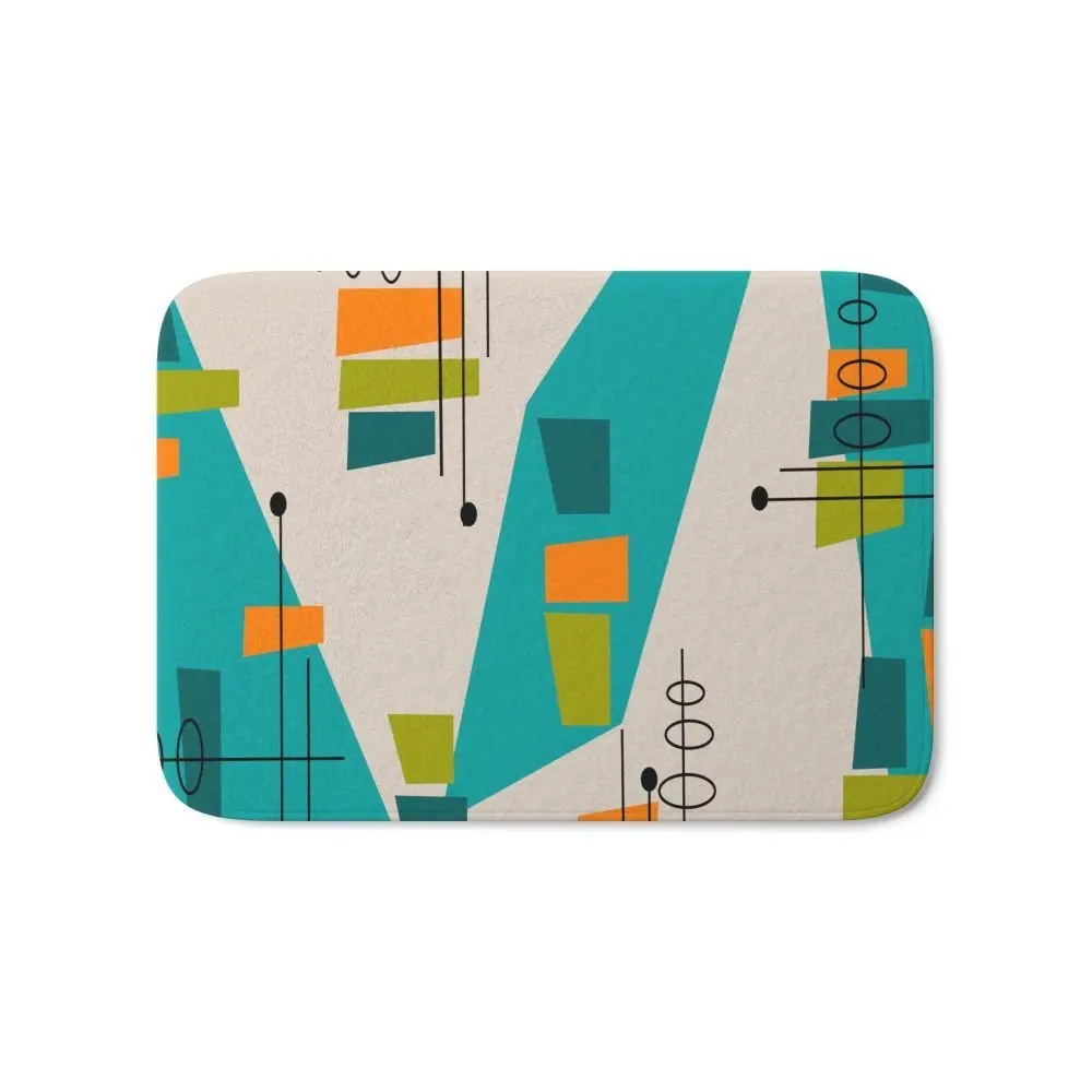 Mid Century Modern Abstract Bath Mat Entrance Door Mat Bathroom Kitchen