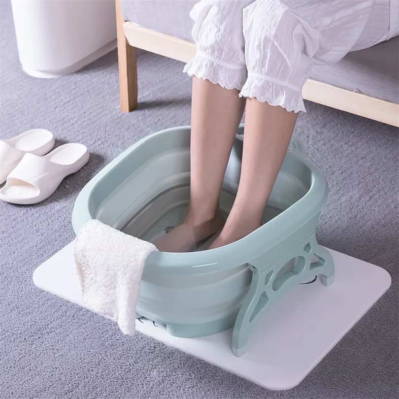 

3 Colors Foldable Footbath plain foaming massage bucket Plastic foot bath basin large heightening footbath fording barrel