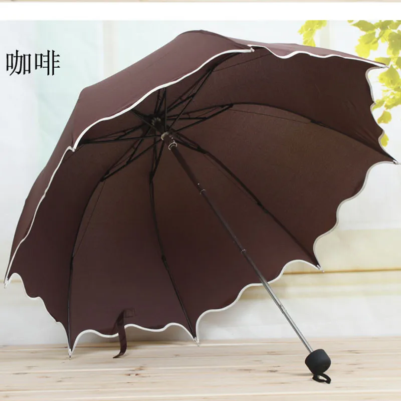 Складной зонтик с оборками и листьями лотоса, купол принцессы, Зонт от Солнца/дождя, популярный простой зонтик с УФ-защитой, модный Зонт A3072