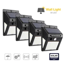 Уличный фонарь1/4 шт. 30 светодиодный солнечный Мощность лампа движения PIR Сенсор настенный светильник на открытом воздухе Водонепроницаемый энергосберегающие лампы улицы освещение для сада во дворе безопасности лампа
