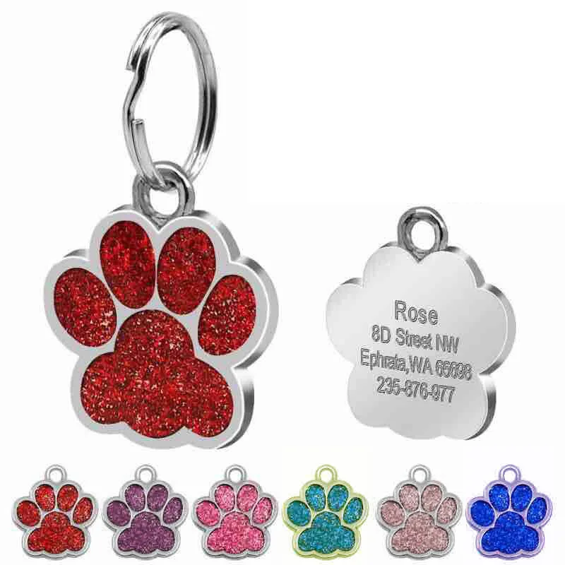 

Cute Shining Paw Collar for Cat Dog Puppy Personalized Engraved Pet Name Telephone Number Collar Tag Pendant Pet Accessories