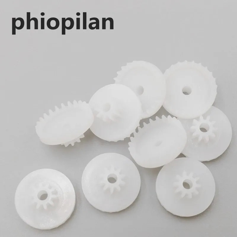 PHIOPILAN 100 шт 0,5 modulus Двойная корона шестерня c2410-2b 24 T 10 T диафрагма 2,05 мм Автомобильная коробка передач пластиковая Шестерня мотора