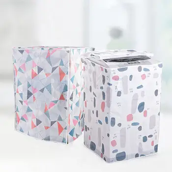 

Waterproof Durable Geometry Print Washing Machine Zippered Dust Cover 2 Type Washing Machine Cover Households Tools 61*61*85cm