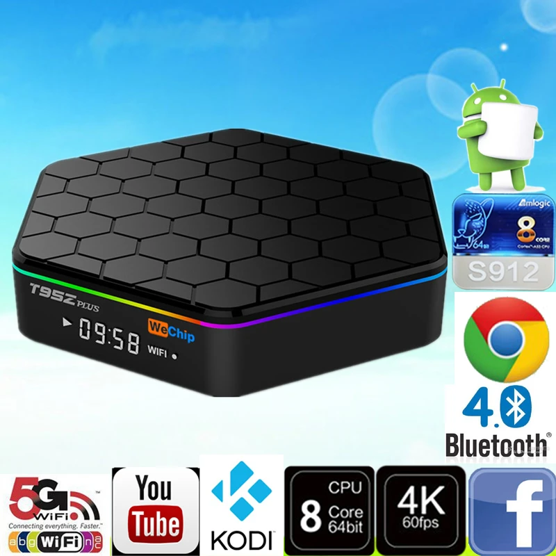 

Gigabit Media Player Android 6.0 TV Box S912 Wechip T95Z PLUS Octa-core cortex-A53 2G/16G Kodi 2.4G +5G Dual Wifi Bluetooth