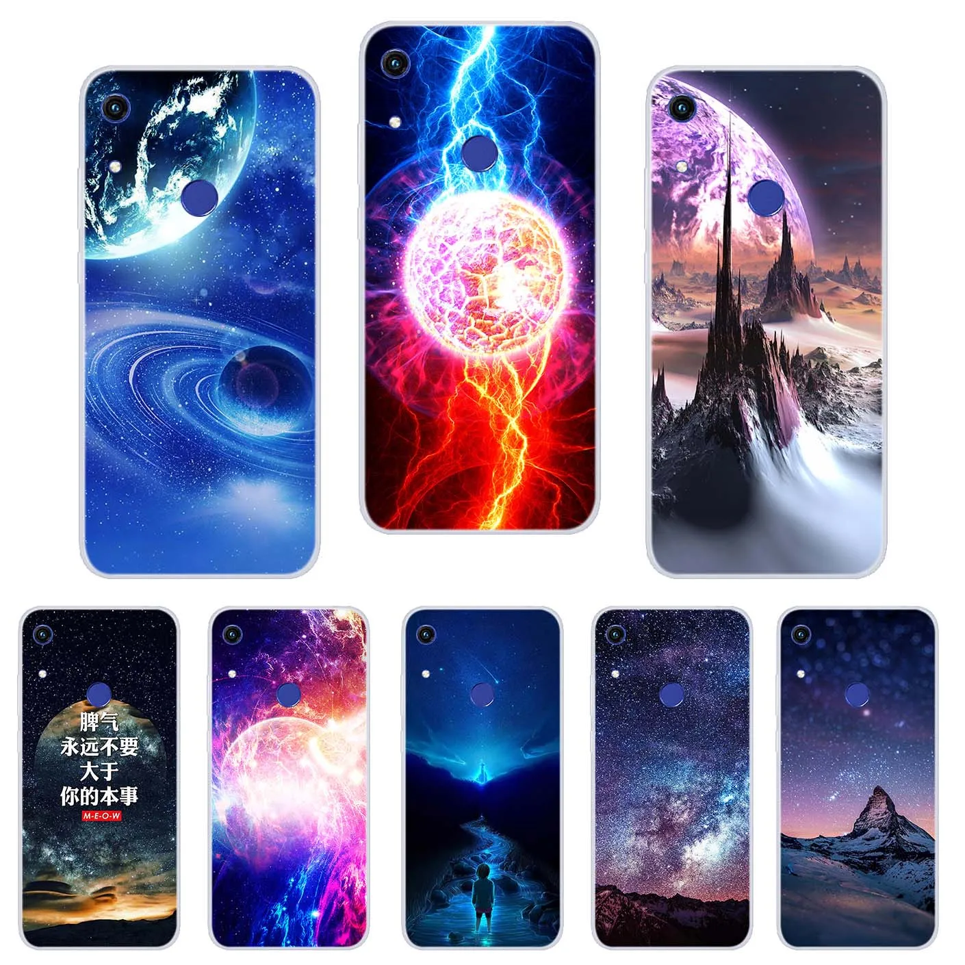 Чехол для Huawei Honor 8A Pro мягкий чехол с изображением космоса Луны звездного неба 8 A