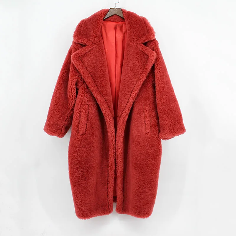 real fur women large size sheep fur coat loose fashion luxury warm thick winter outcoat parkas turn down collar female overcoats