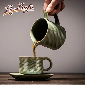 

Simple Ceramic Nordic Minimalism Coffee Cup With Handle Mug with Handle Couple Cover Water Cafe Cup Court Feel