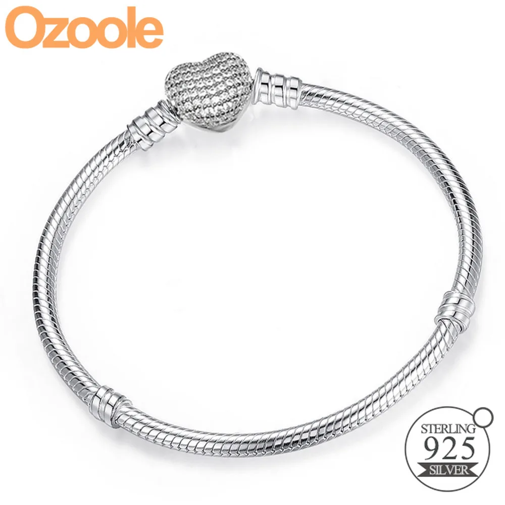 

Authentic 925 Sterling Silver Always In My Heart CZ Clasp Bangle Bracelet Fit Pandora European Bracelets Jewelry Women DIY Gift