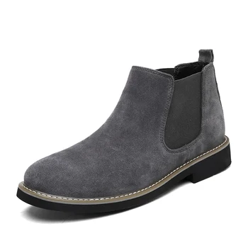 

zeoohh Chelsea Boots Men Autumn Early Winter High Top Ankle Boots Pointed Toe Flock Nubuck Brand Winter Shoes Fashion Mens Boots