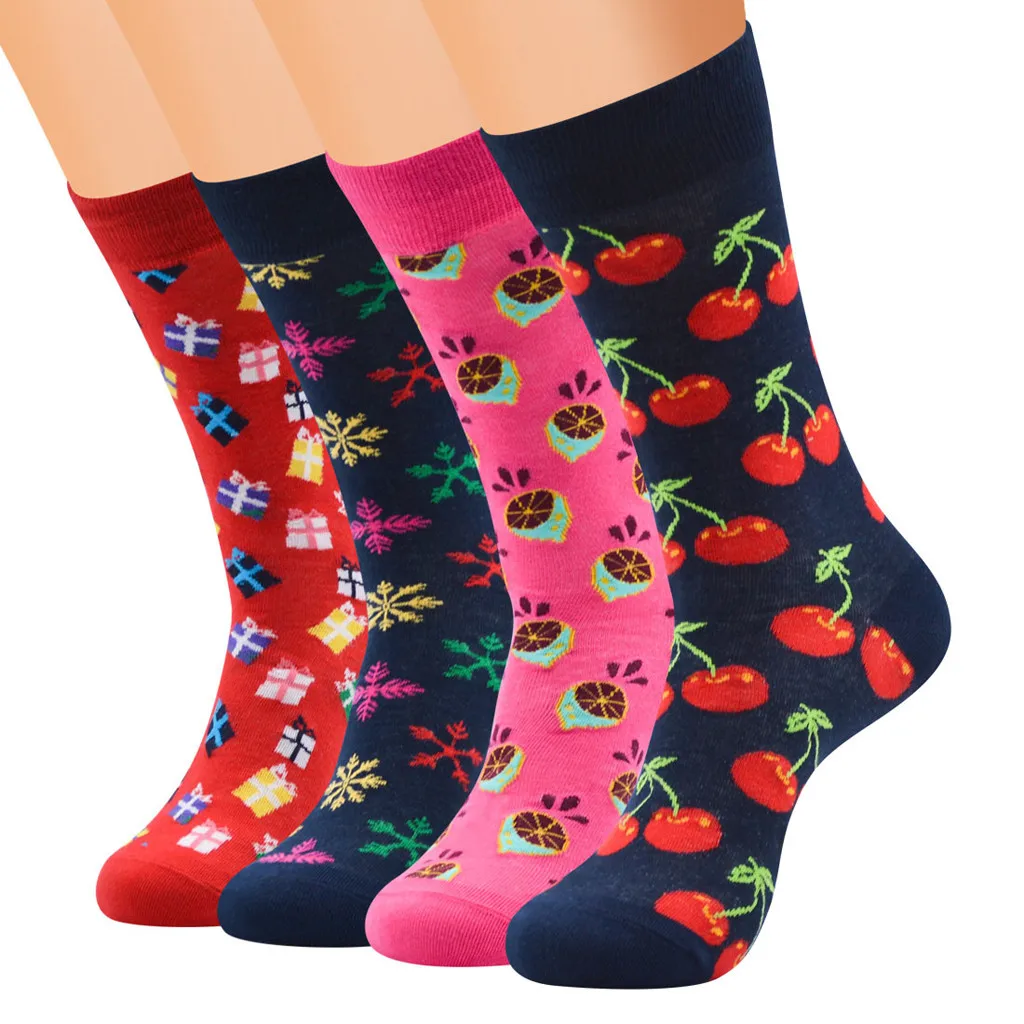 

8 Pairs Unisex Cotton Comfortable Printing Pattern Cotton Middle Socks Tube Colorful Fancy Novelty Socks For Woman and Men