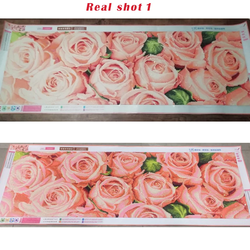 Полная Алмазная картина розовая Роза узор Картина Стразы ручной работы Мозаика Цветы Diy Алмазная вышивка декоративная 128x48 см