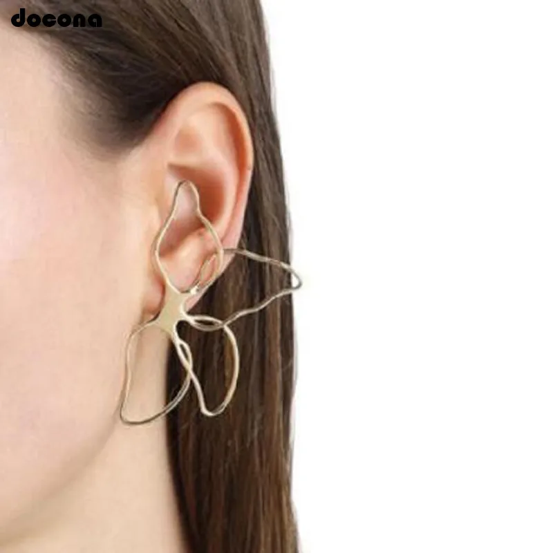 

Docona New Trendy Large Flower Butterfly Gold Color Hollow Drop Dangle Earrings For Women Elegant Party Jewelry Gift B06403