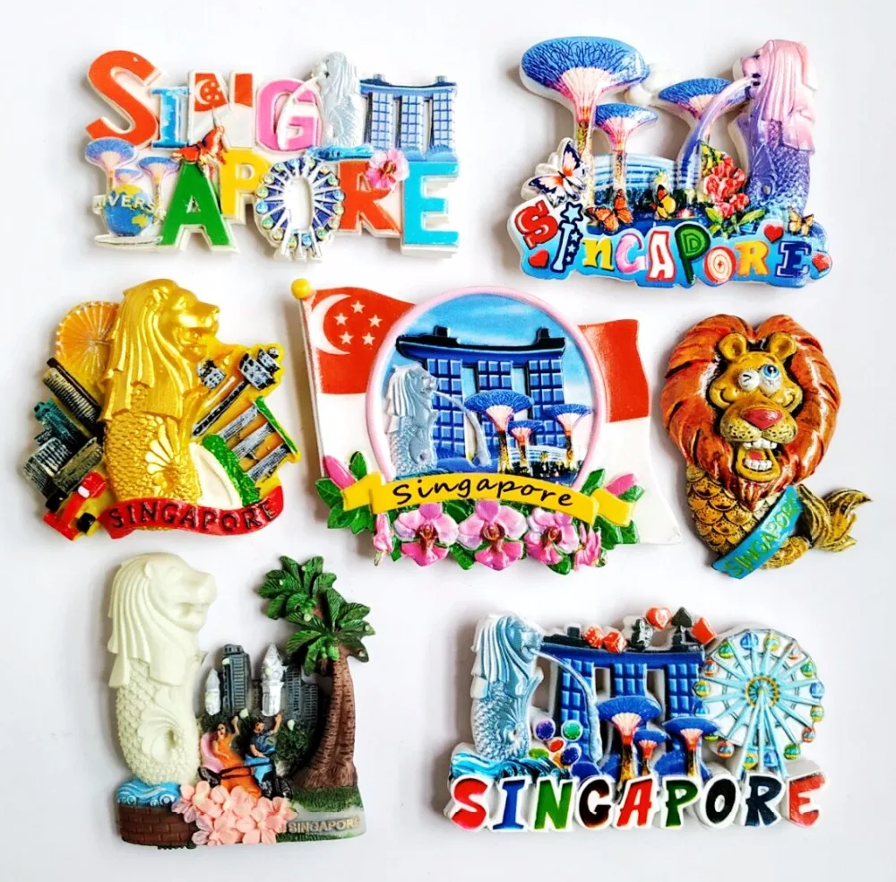 Singapur Singapore Löwe Skyline Poly Fridge Magnet Souvenir Asia 193 