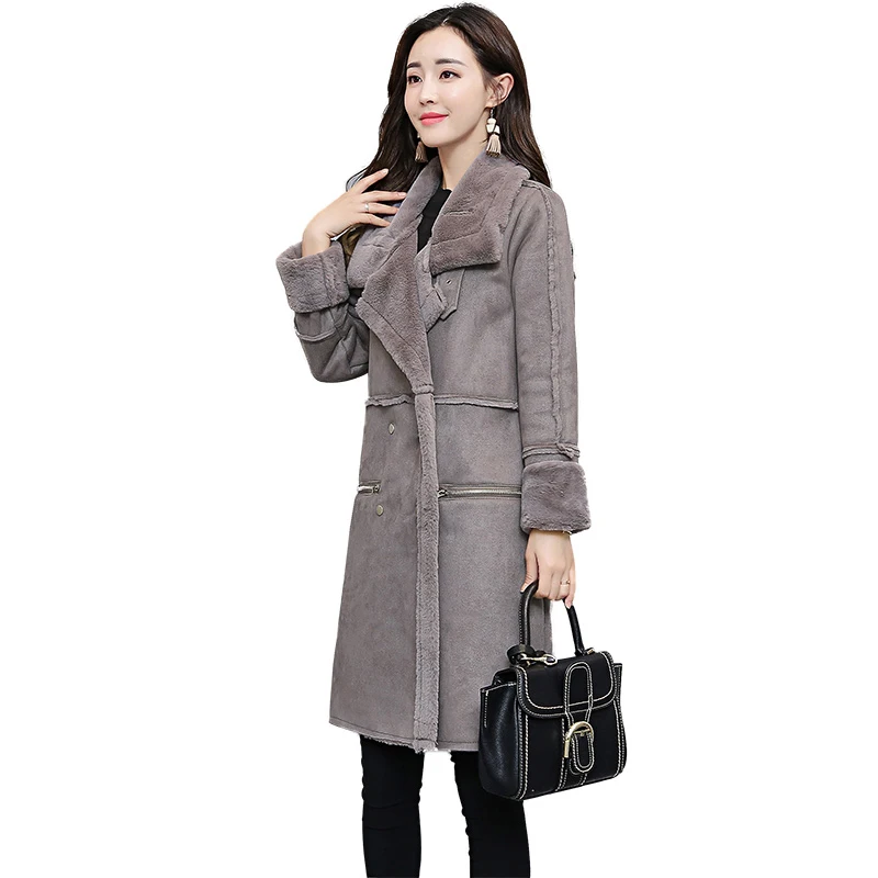 New Autumn Winter Woolen Jacket Women Warm Deerskin Lamb Cashmere Coat Women Manteau Femme Hiver