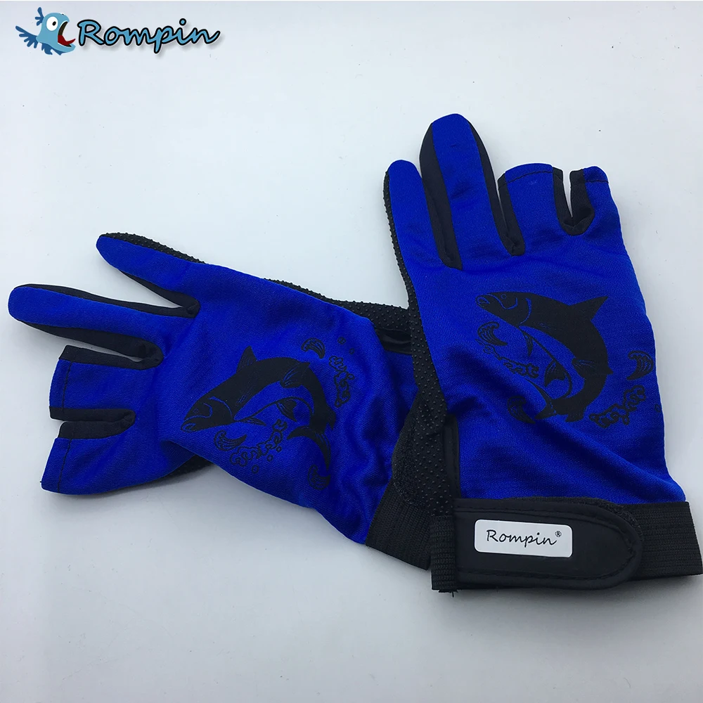 

Rompin anti slip durable fishing gloves 3 cut finger Outdoor Sports Slip-Resistant Cyling