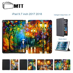 МТТ планшеты Чехол для iPad 9,7 дюймов 2018 картина маслом из искусственной кожи Smart Cover 9,7 ''Coque принципиально A1822 A1823 A1893 A1954