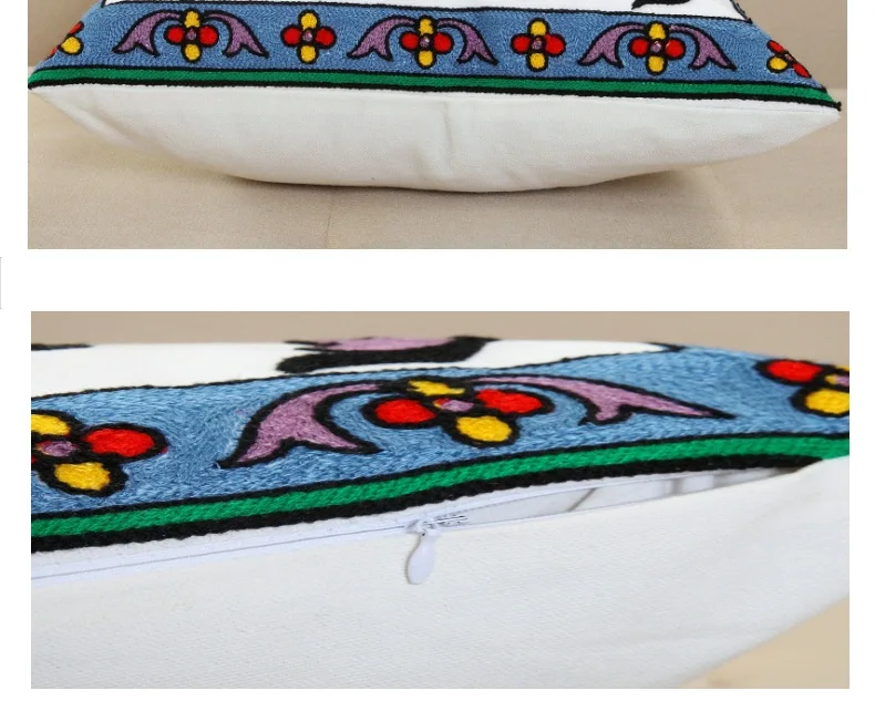 Хлопковая наволочка с вышитыми птицами и бабочками 45*45 см, наволочка для подушки, декоративные подушки для дома