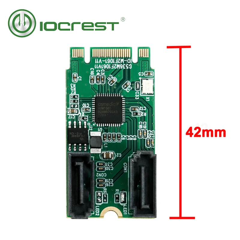 IOCREST M.2 ngff B+ M Ключ 22x42 PCIe шина на 2 порта 3,0 SATA 6 G III контроллер адаптер карты ASM1061 чипсет с 7pin sata кабель