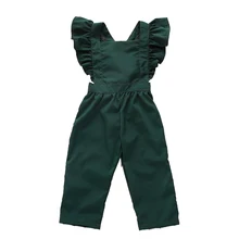 Летом прохладно Стиль комбинезон для девочек милые Последняя мода рябить рукав комбинезон квадратный воротник комбинезоны для девочек наряды одежда