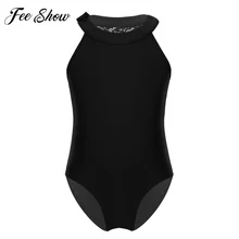 Для девочек-подростков Костюм для профессиональных танцев с лямкой на шее с цветочным принтом на шнуровке сзади, танцевальное платье, гимнастический купальник для балетного класса Одежда для танцев