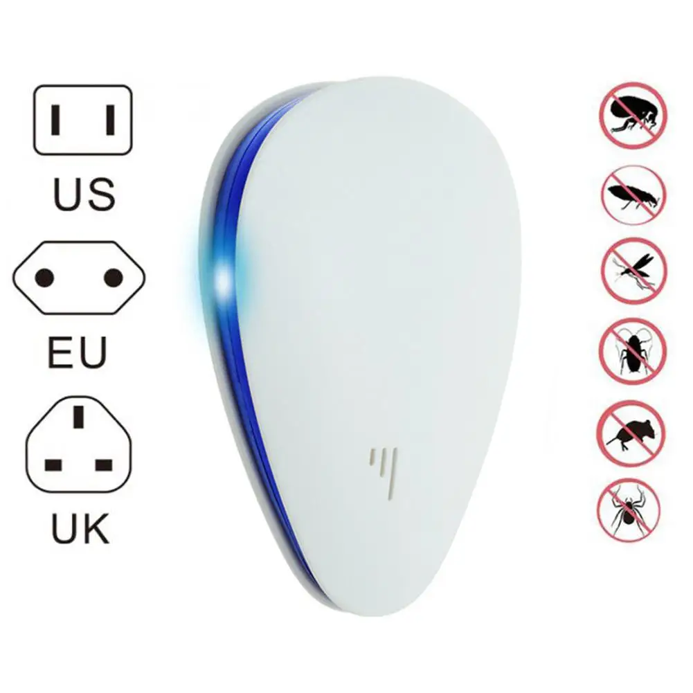 US/EU/UK Drop Shape Electronic Ultrasonic Rodent Insect Roach Flea Bug