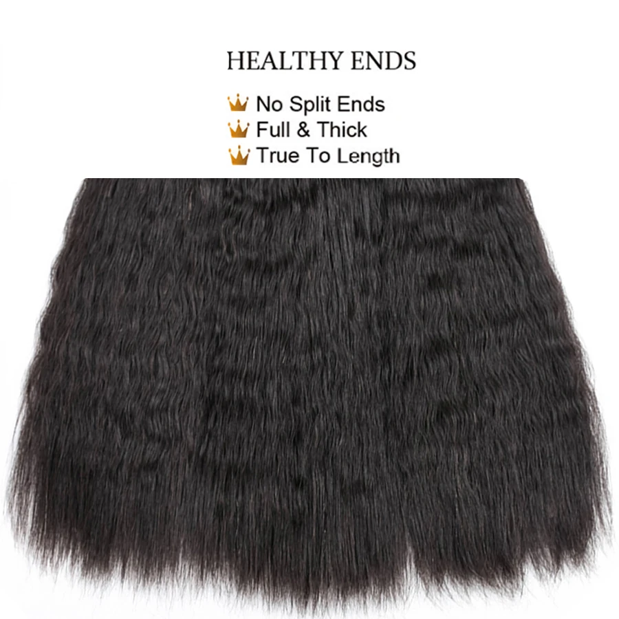 Kinky Straight Hair Bundles With Frontal Malaysia Human Hair Bundles With Lace Frontal Dorisy Non Remy Human Hair Extensions