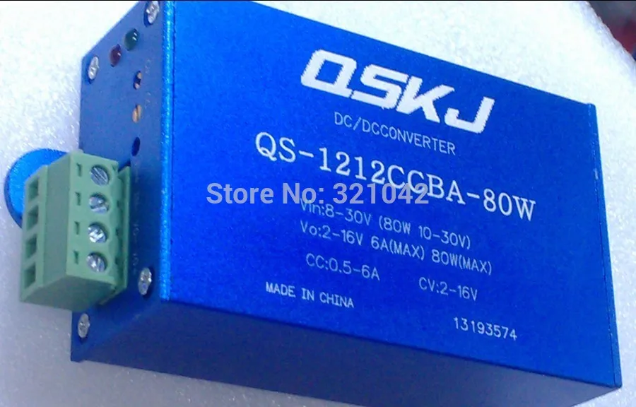 

QS-1212CCBA-80W DC Auto Boost Buck Converter Input: 8-30V, Output: 2-16V Constant current Constant voltage Module