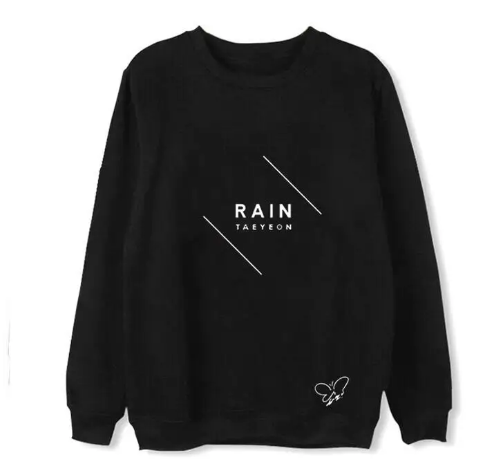

Kpop girl's generation taeyeon rain printing o neck fleece/thin sweatshirt for fans supportive unisex loose pullover hoodies