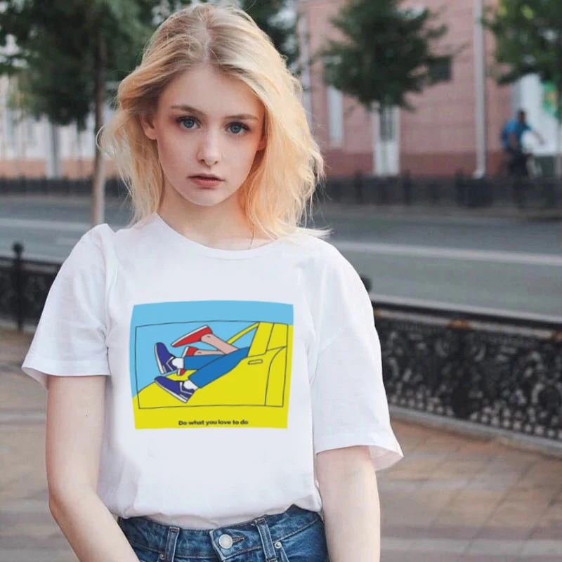 

2019 Summer Women Harajuku Clothes T Shirt Do What You Love To Do Letter Printed Tshirt Leisure Fashion Vintage T-shirt Tops